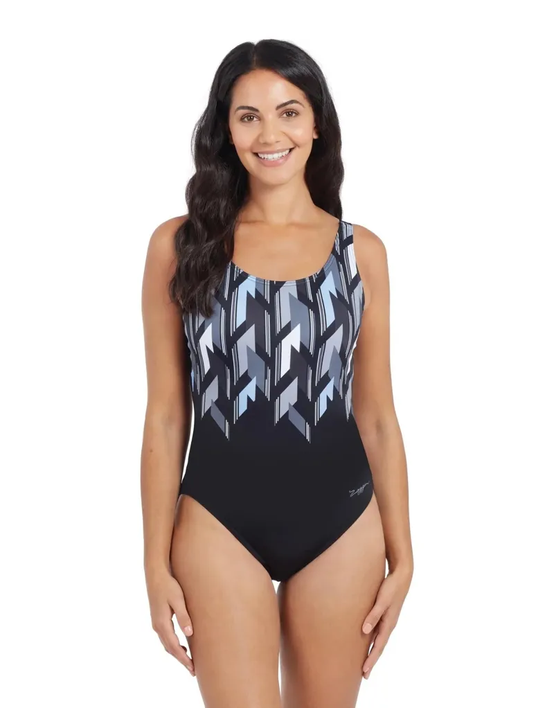 Zoggs Ladies Metropolis Print Adjustable Scoopback Swimsuit-1